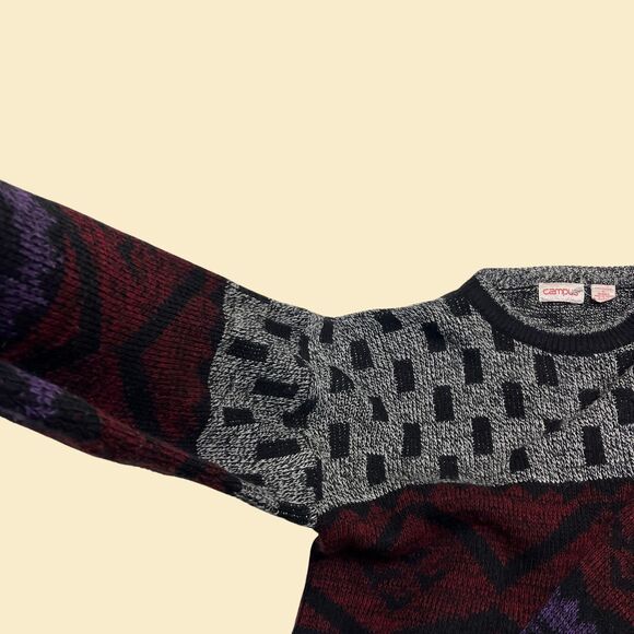 1980s L abstract crewneck sweater by Campus, size L crewneck vintage sweater - Picture 4 of 5